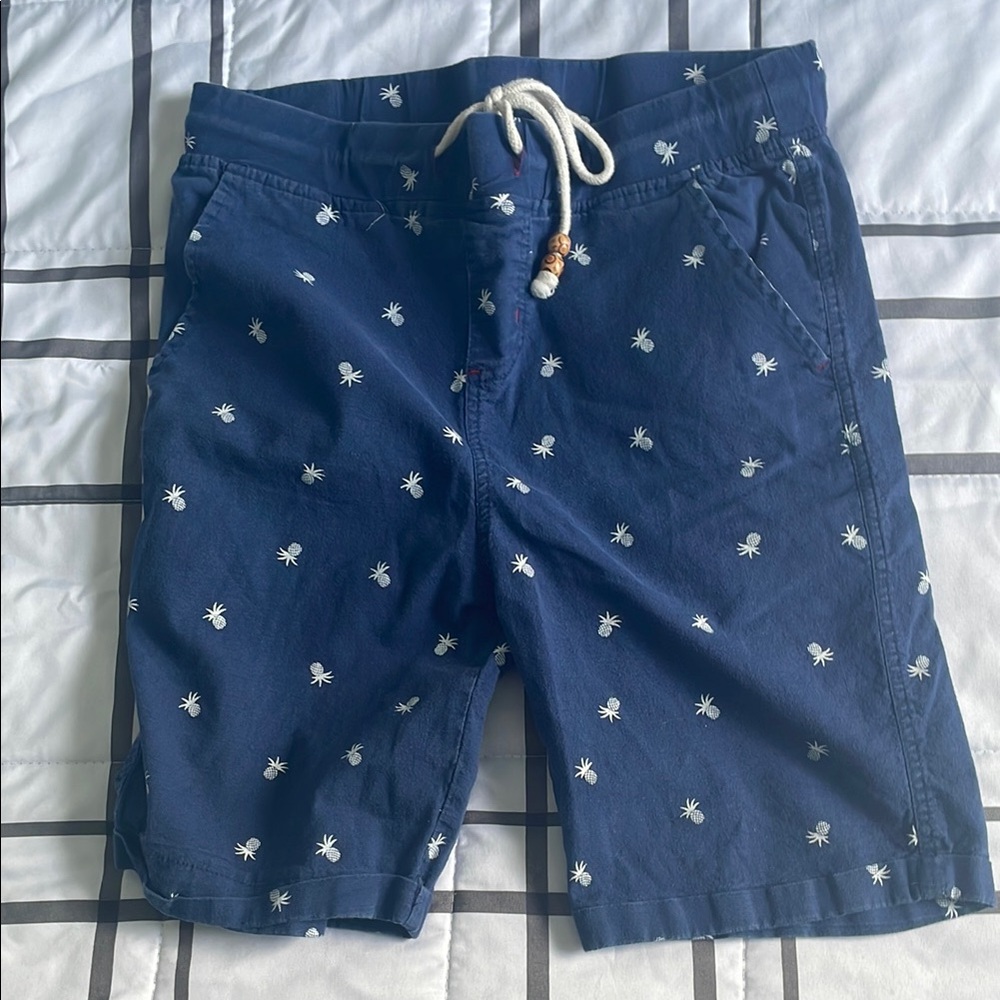 Navy Blue Shorts with White Embroidery